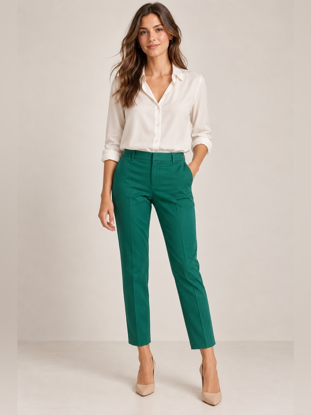 J. Crew Green Cropped Tailored Ankle Pants